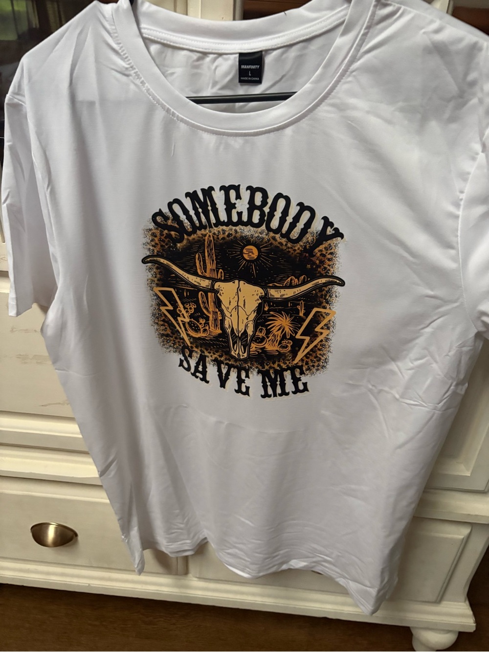 White Graphic Tee - Somebody Save Me